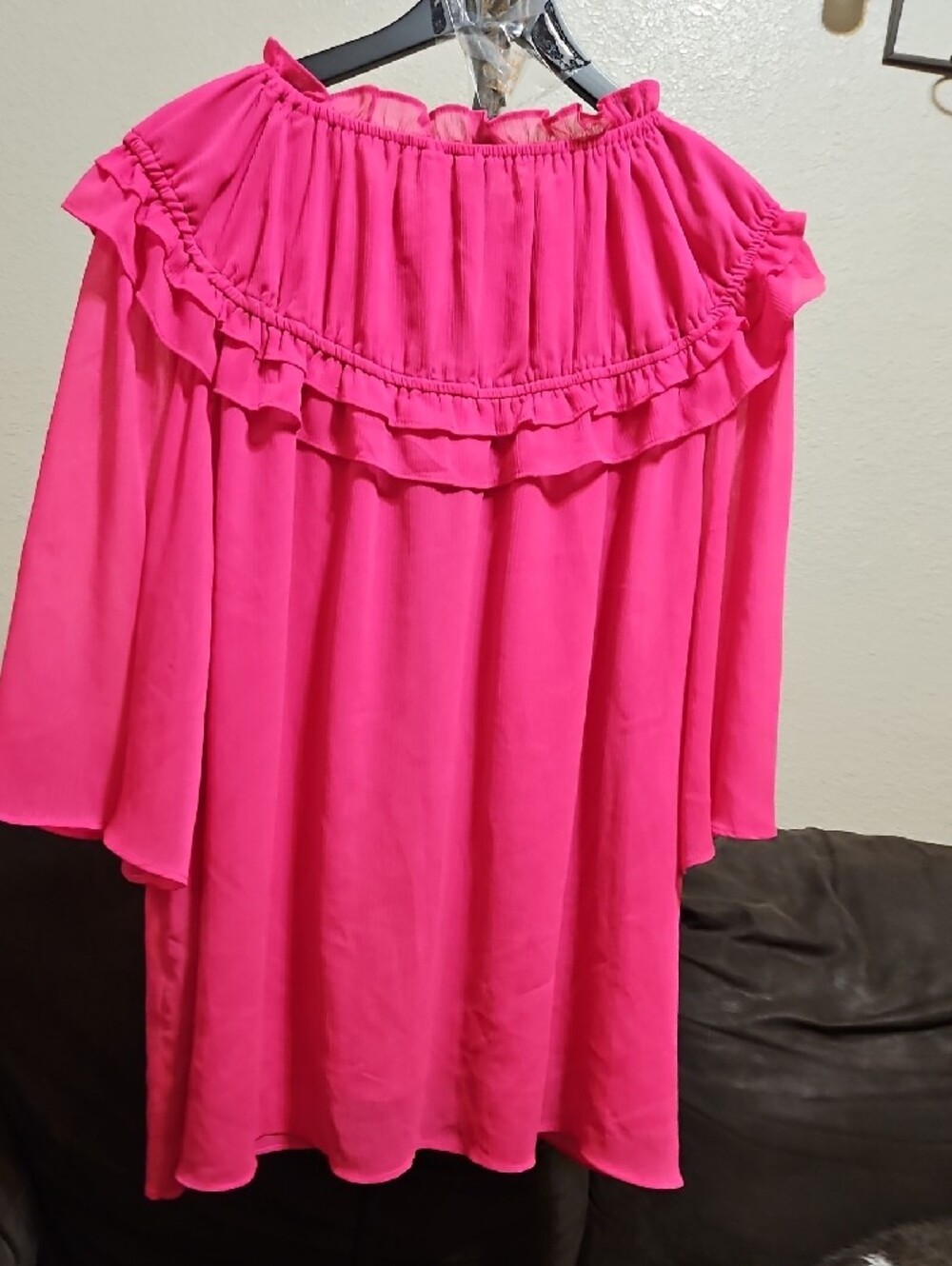 Cato Hot Pink Ruffle Blouse - Picture 4 of 7